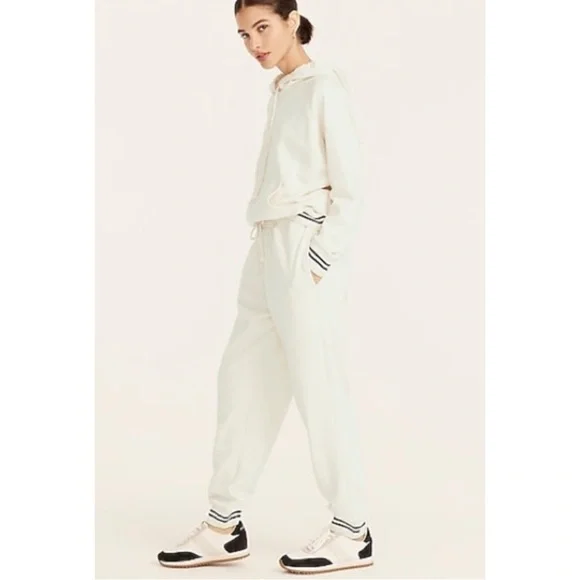 J.CREWUniversity Terry Hoodie & Jogger Set in Natural Striped Cuffs, Size S